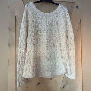 Calypso St. Barth Cashmere Cream Cable Knit Sweater Size S